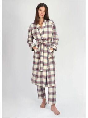 Sleepy Jones Marianne Brushed Cotton Twill Plaid Robe